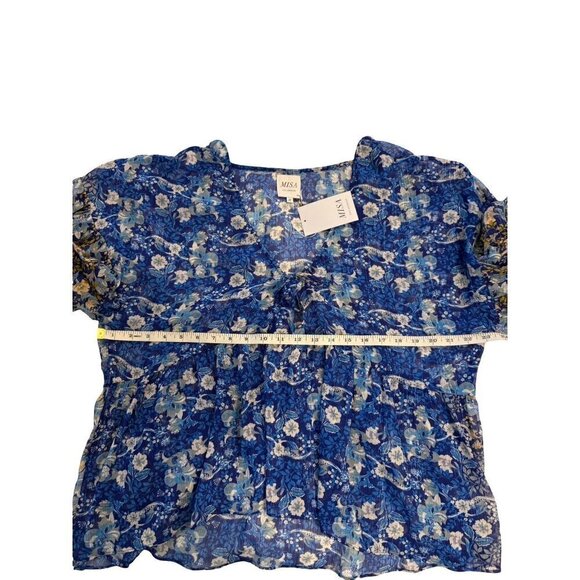 Misa Los Angeles‎ Joa Lapis Ombre Blue Floral Chiffon Blouse Multiple Sizes New - Picture 12 of 12